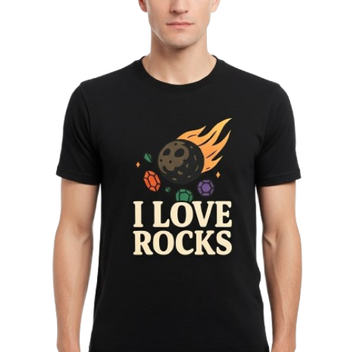 I Love Rocks T-Shirt – Birthstone Meteor Edition