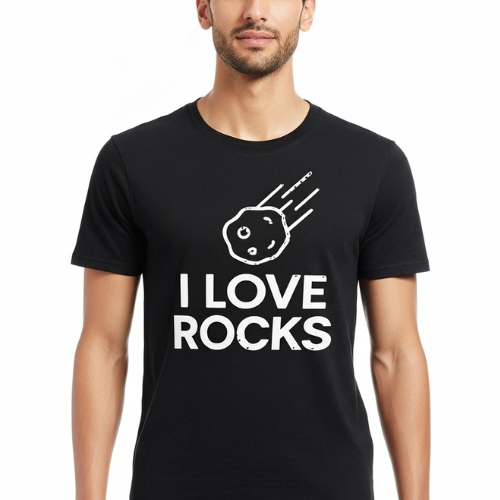 Minimalist Line Art “I LOVE ROCKS” Tee