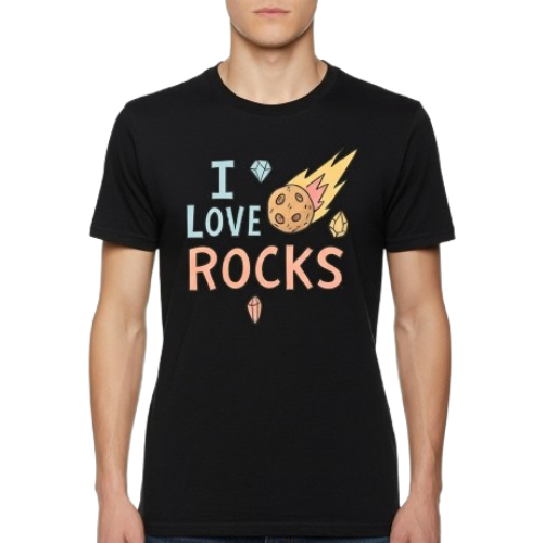 Hand-Drawn Sketch “I LOVE ROCKS” Tee