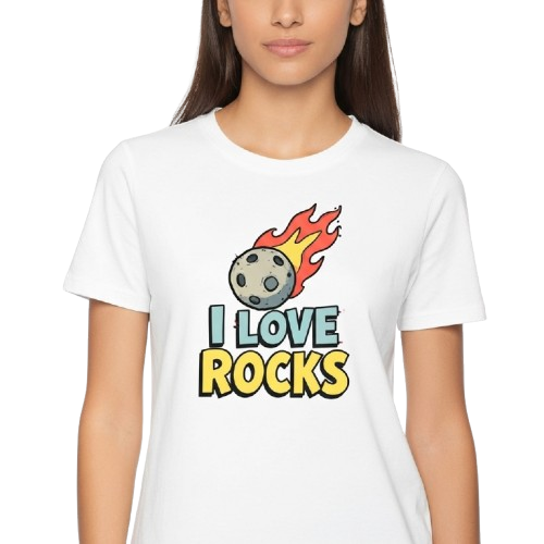 Cartoon Pop Art “I LOVE ROCKS” Tee