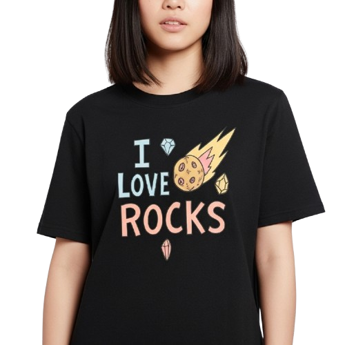 Hand-Drawn Sketch “I LOVE ROCKS” Tee