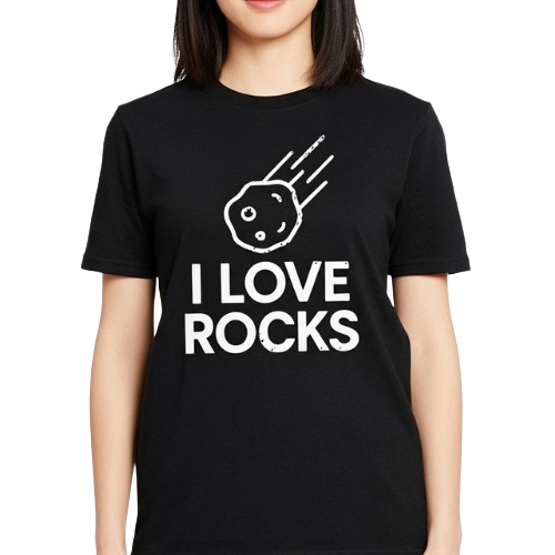 Minimalist Line Art “I LOVE ROCKS” Tee